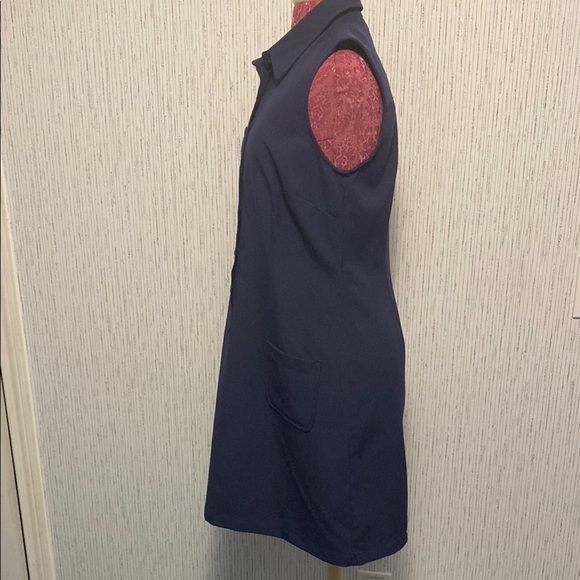 Women's Gap Navy Blue Button Down Size 12 Sleeveless Collard Dress - Picture 5 of 7